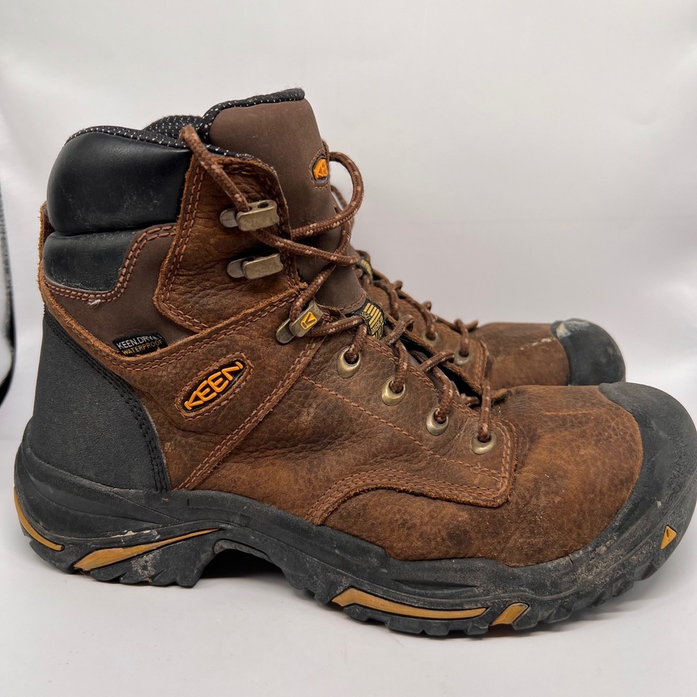 KEEN Utility Mt Vernon Waterproof Dry Work Boots Mens 10 Brown Leather 1014600